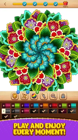 Скачать взломанную Cross Stitch Coloring Mandala (Кроссстиль раскрашивание мандала)  [МОД Все открыто] — стабильная версия apk на Андроид screen 5