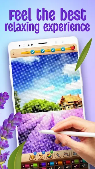 Взломанная Cross-Stitch: Coloring Book (Кросс)  [МОД Бесконечные монеты] — полная версия apk на Андроид screen 1