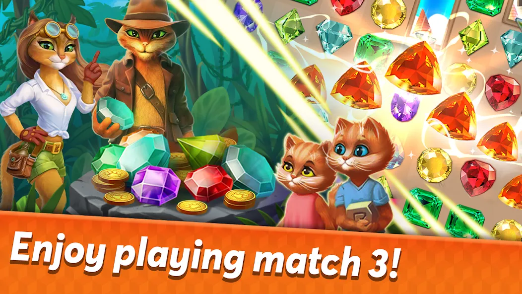 Взломанная Indy Cat 2: Match 3 game  [МОД Бесконечные деньги] — стабильная версия apk на Андроид screen 1