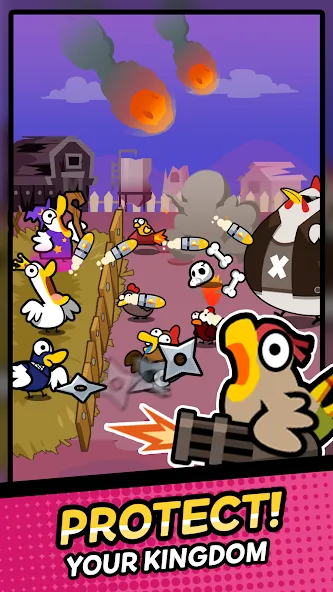 Взлом Duck vs Chicken : Idle Defense (Дак против Чикен)  [МОД Menu] — стабильная версия apk на Андроид screen 1