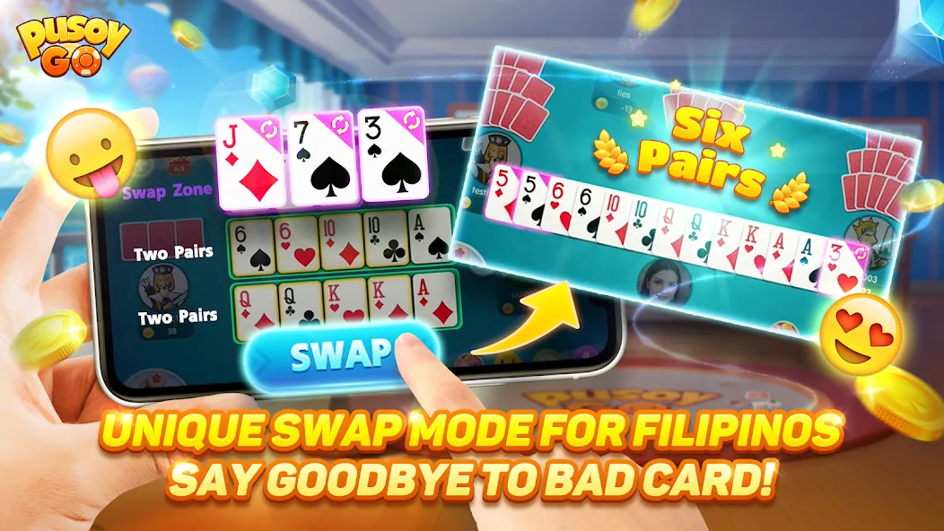 Скачать взлом Pusoy Go-Competitive 13 Cards (Пусой Го)  [МОД Mega Pack] — полная версия apk на Андроид screen 4