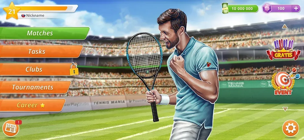 Скачать взлом Tennis Mania Mobile (Теннис Мания Мобайл)  [МОД Все открыто] — стабильная версия apk на Андроид screen 2