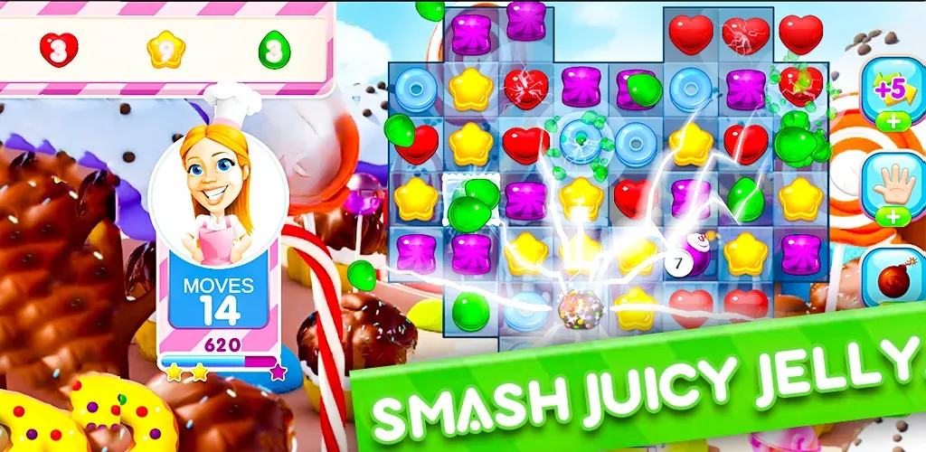 Скачать взломанную Jelly Kingdom Crush — Match 3  [МОД Mega Pack] — полная версия apk на Андроид screen 2