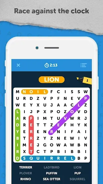 Скачать взломанную Infinite Word Search Puzzles (Инфинити ворд срч пазлы)  [МОД Много монет] — полная версия apk на Андроид screen 1