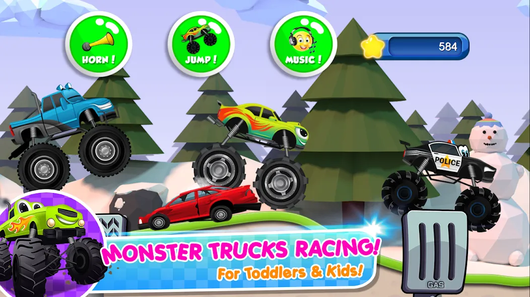 Скачать взлом Monster Trucks Game for Kids 2 (Монстр Тракс Игра для Детей 2)  [МОД Unlimited Money] — стабильная версия apk на Андроид screen 1