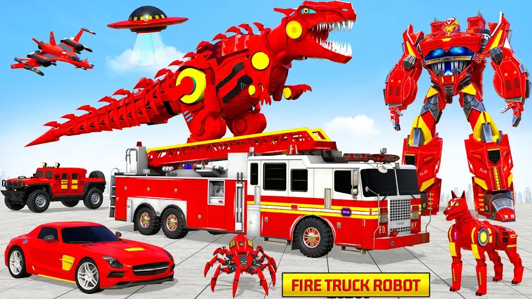 Скачать взломанную Fire Truck Robot Car Game  [МОД Меню] — последняя версия apk на Андроид screen 2