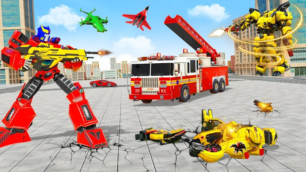 Скачать взломанную Fire Truck Robot Car Game  [МОД Меню] — последняя версия apk на Андроид screen 5