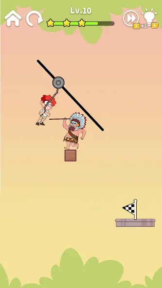 Скачать взломанную Zipline Rescue: Physics Game (Зиплайн Рескью)  [МОД Много монет] — полная версия apk на Андроид screen 1