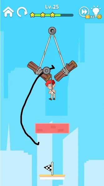 Скачать взломанную Zipline Rescue: Physics Game (Зиплайн Рескью)  [МОД Много монет] — полная версия apk на Андроид screen 5