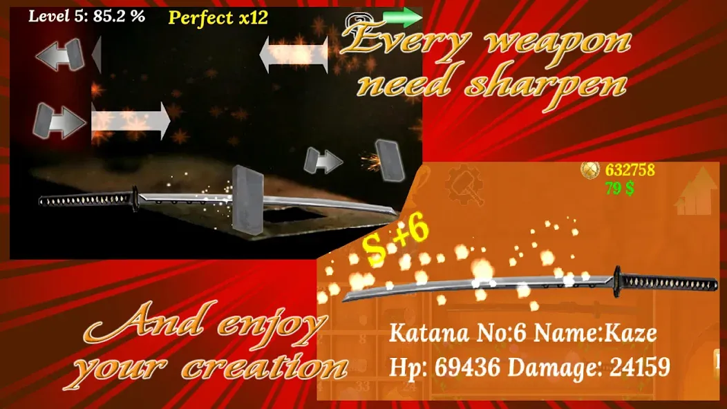 Скачать взлом Katana Collection : blacksmith  [МОД Unlocked] — стабильная версия apk на Андроид screen 4