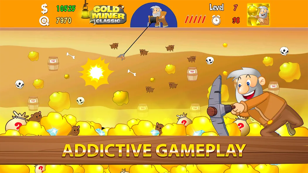 Взломанная Gold Miner Classic: Gold Rush (Голд Майнер Классик)  [МОД Бесконечные деньги] — последняя версия apk на Андроид screen 2