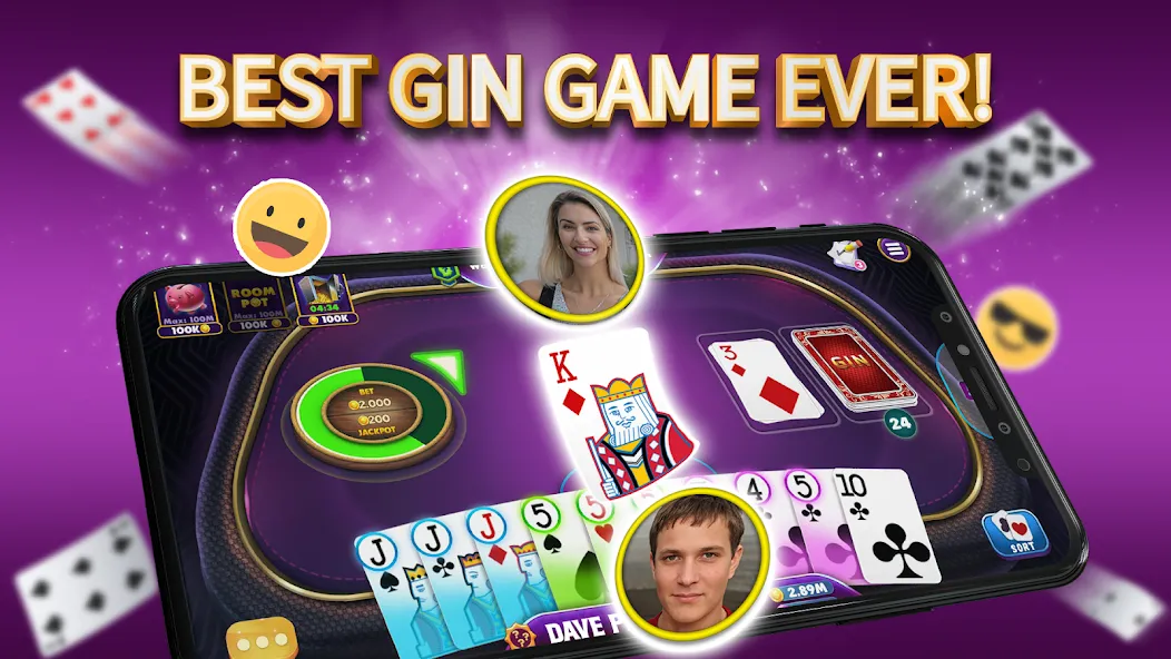 Скачать взломанную Gin Rummy Elite: Online Game (Джин Рамми)  [МОД Mega Pack] — стабильная версия apk на Андроид screen 1