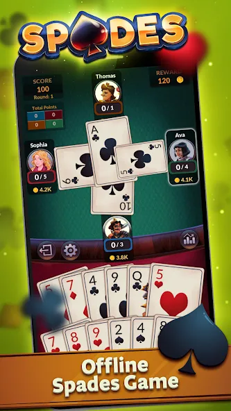 Скачать взлом Spades — Offline Card Games (Спейдс)  [МОД Бесконечные монеты] — стабильная версия apk на Андроид screen 1