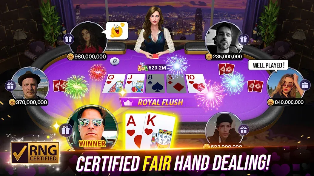 Скачать взломанную Poker Fever — Win your Fame (Покер Клаш)  [МОД Бесконечные монеты] — полная версия apk на Андроид screen 1