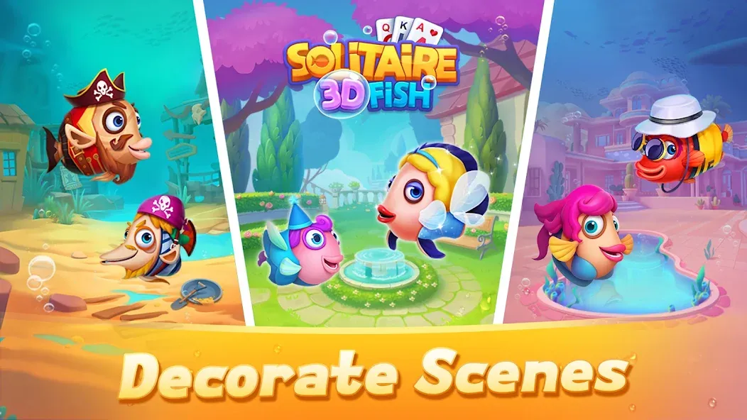 Взломанная Solitaire 3D Fish  [МОД Menu] — полная версия apk на Андроид screen 2