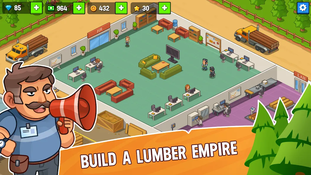 Взломанная Lumber Inc Tycoon (Ламбер инк тайкун)  [МОД Бесконечные деньги] — полная версия apk на Андроид screen 1