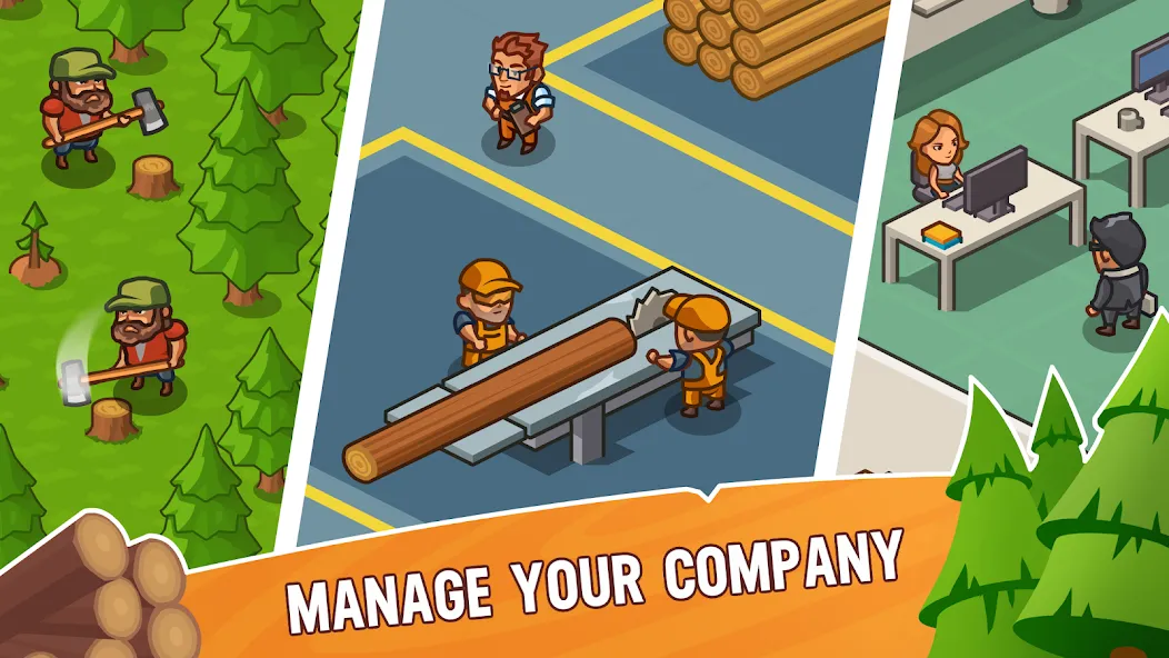 Взломанная Lumber Inc Tycoon (Ламбер инк тайкун)  [МОД Бесконечные деньги] — полная версия apk на Андроид screen 2