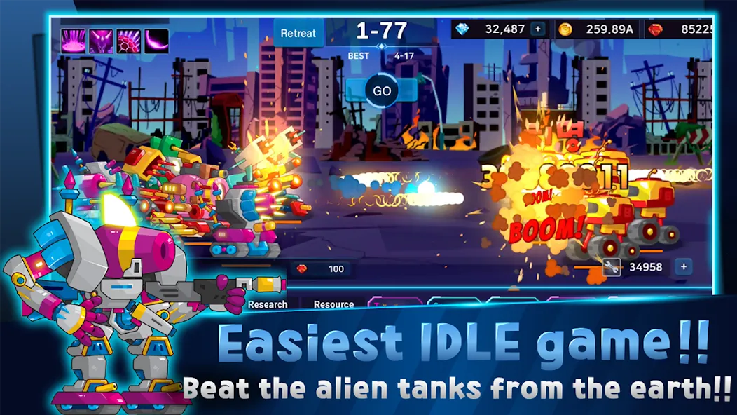 Взломанная Mini Robot Tank : idle (Мини Робот Танк)  [МОД Unlocked] — последняя версия apk на Андроид screen 1