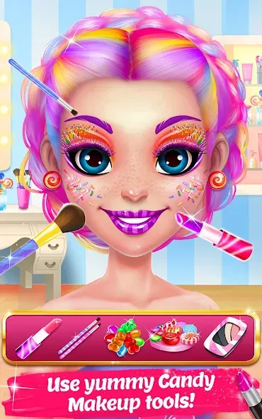 Взломанная Candy Makeup Beauty Game  [МОД Бесконечные монеты] — стабильная версия apk на Андроид screen 2