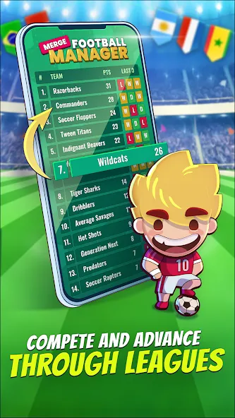 Скачать взлом Merge Football Manager: Soccer (Мерж Футбол Менеджер)  [МОД Unlocked] — последняя версия apk на Андроид screen 3