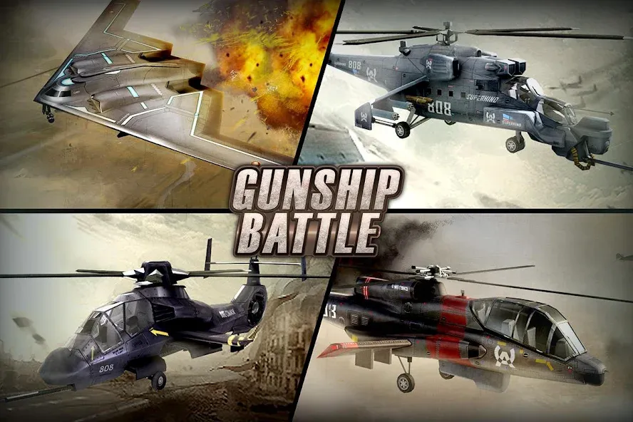 Скачать взломанную GUNSHIP BATTLE: Helicopter 3D  [МОД Unlocked] — последняя версия apk на Андроид screen 1