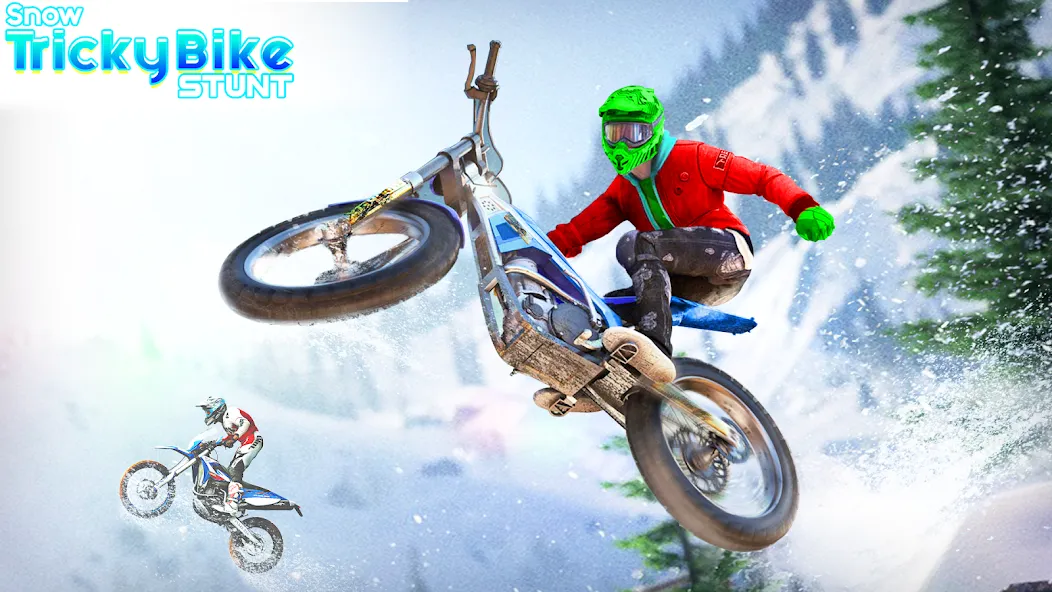 Скачать взлом Snow Tricky Bike Stunt Race 3D  [МОД Меню] — полная версия apk на Андроид screen 1