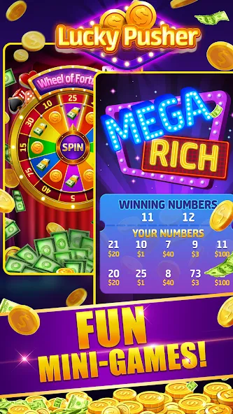 Скачать взлом Lucky Cash Pusher Coin Games (Лаки Кэш Пушер Коин Геймс)  [МОД Menu] — полная версия apk на Андроид screen 4