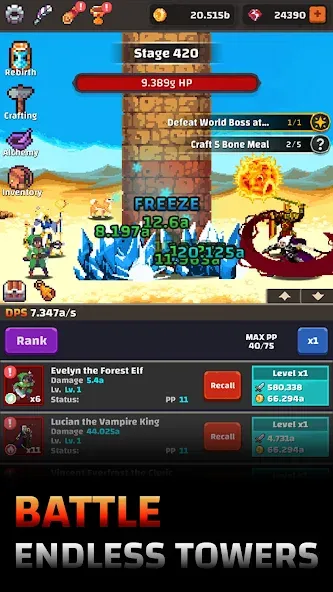 Взлом Tower Quest: Pixel Idle RPG (тауэр квест)  [МОД Много денег] — последняя версия apk на Андроид screen 1