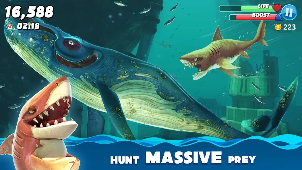 Скачать взлом Hungry Shark World (Хангри Шарк Ворлд)  [МОД Unlocked] — стабильная версия apk на Андроид screen 5