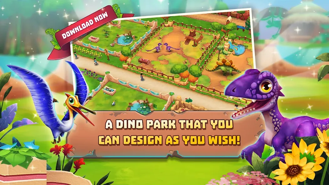 Скачать взлом Dinosaur Park – Primeval Zoo (Динозавровый парк)  [МОД Menu] — полная версия apk на Андроид screen 1