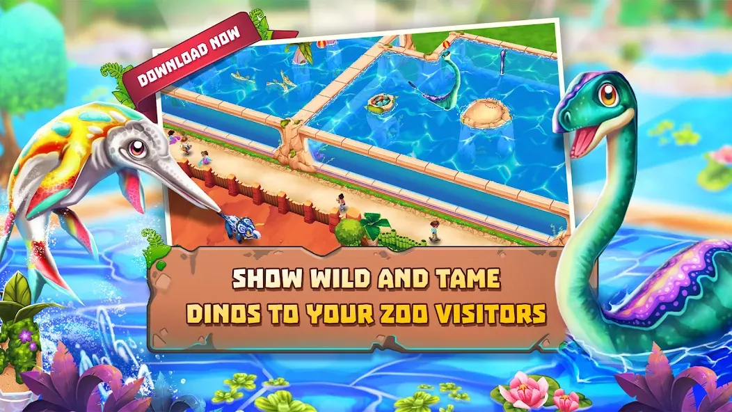 Скачать взлом Dinosaur Park – Primeval Zoo (Динозавровый парк)  [МОД Menu] — полная версия apk на Андроид screen 2