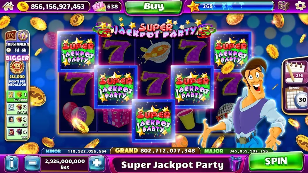 Скачать взлом Jackpot Party Casino Slots (Джекпот Пати)  [МОД Unlimited Money] — последняя версия apk на Андроид screen 4