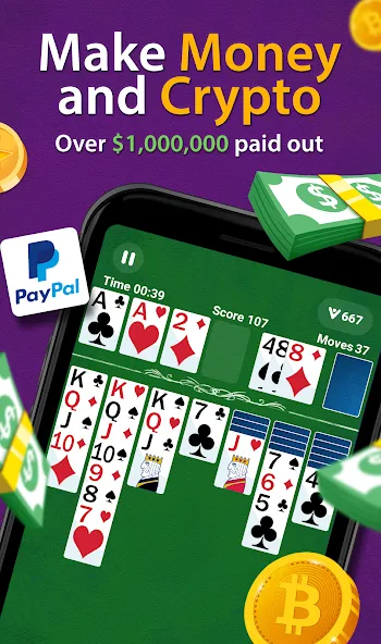 Взломанная Solitaire — Make Money  [МОД Menu] — полная версия apk на Андроид screen 1