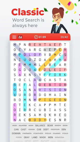 Скачать взлом Word Search Colorful  [МОД Menu] — последняя версия apk на Андроид screen 1