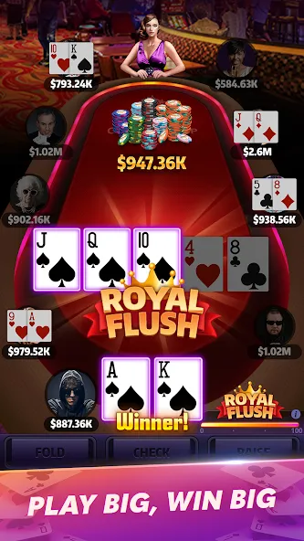 Взлом Mega Hit Poker: Texas Holdem (Мега Хит Покер)  [МОД Menu] — последняя версия apk на Андроид screen 2