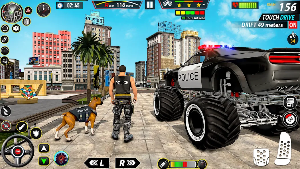 Взломанная Police Monster Truck Car Games  [МОД Menu] — последняя версия apk на Андроид screen 1