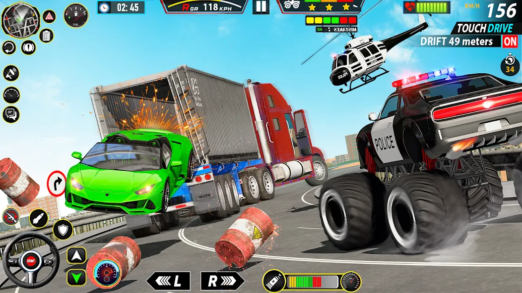 Взломанная Police Monster Truck Car Games  [МОД Menu] — последняя версия apk на Андроид screen 2