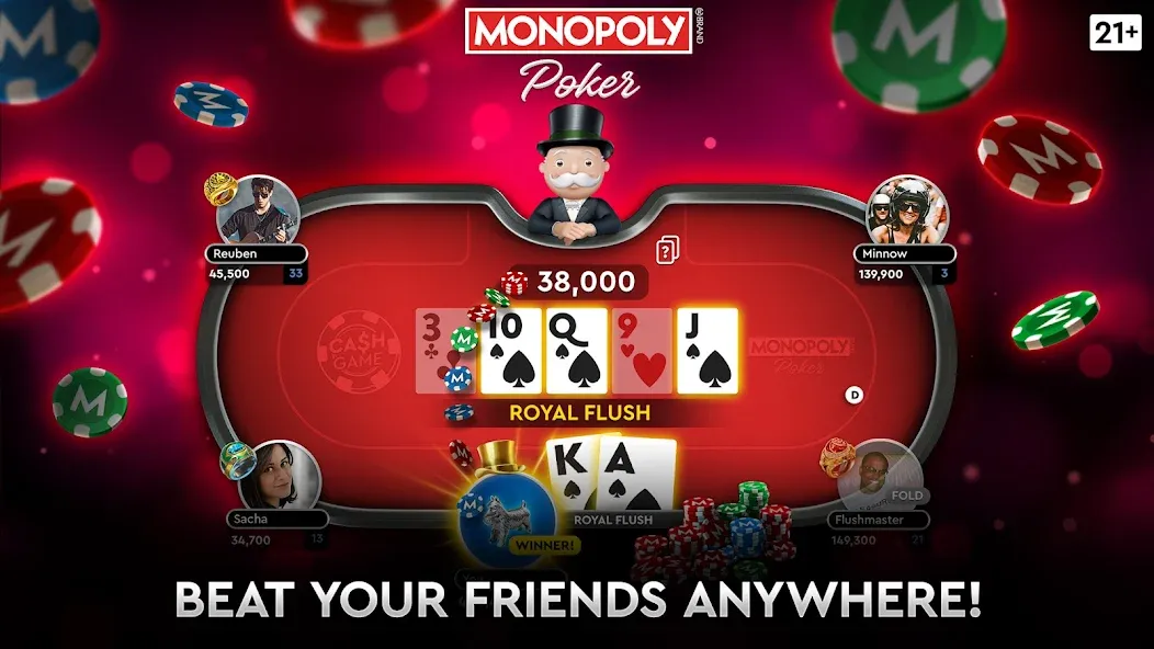 Взломанная MONOPOLY Poker — Texas Holdem (МОНОПОЛИЯ Покер)  [МОД Много монет] — стабильная версия apk на Андроид screen 3