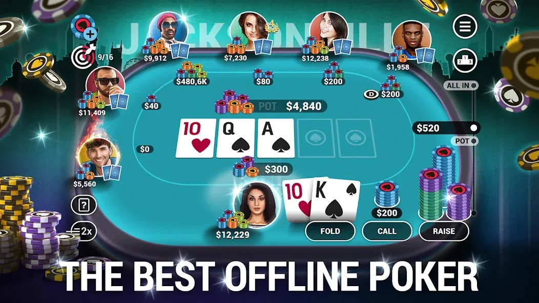 Скачать взломанную Poker World, Offline TX Holdem (Покер Ворлд)  [МОД Все открыто] — стабильная версия apk на Андроид screen 1