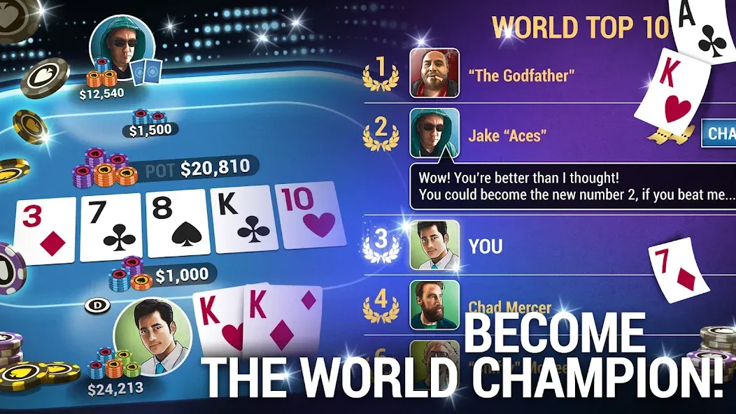 Скачать взломанную Poker World, Offline TX Holdem (Покер Ворлд)  [МОД Все открыто] — стабильная версия apk на Андроид screen 3