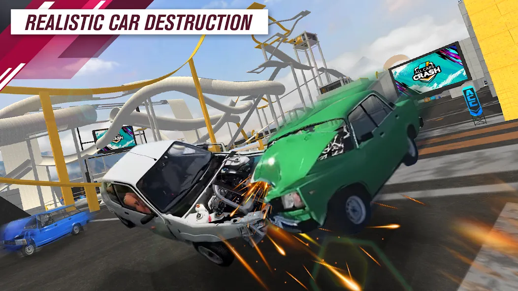 Взломанная All Cars Crash (Олл Карс Краш)  [МОД Menu] — стабильная версия apk на Андроид screen 2