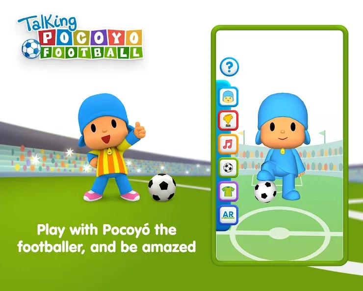 Скачать взломанную Talking Pocoyo Football  [МОД Unlocked] — последняя версия apk на Андроид screen 2