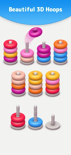 Взломанная Color Sort 3D — Hoop Stack  [МОД Mega Pack] — стабильная версия apk на Андроид screen 1