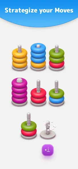 Взломанная Color Sort 3D — Hoop Stack  [МОД Mega Pack] — стабильная версия apk на Андроид screen 2