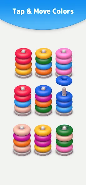 Взломанная Color Sort 3D — Hoop Stack  [МОД Mega Pack] — стабильная версия apk на Андроид screen 3