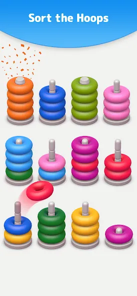 Взломанная Color Sort 3D — Hoop Stack  [МОД Mega Pack] — стабильная версия apk на Андроид screen 4