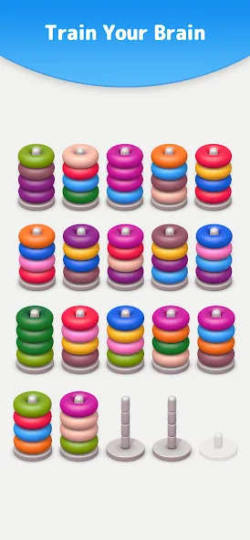 Взломанная Color Sort 3D — Hoop Stack  [МОД Mega Pack] — стабильная версия apk на Андроид screen 5