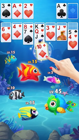 Взломанная Solitaire Fish  [МОД Mega Pack] — последняя версия apk на Андроид screen 2