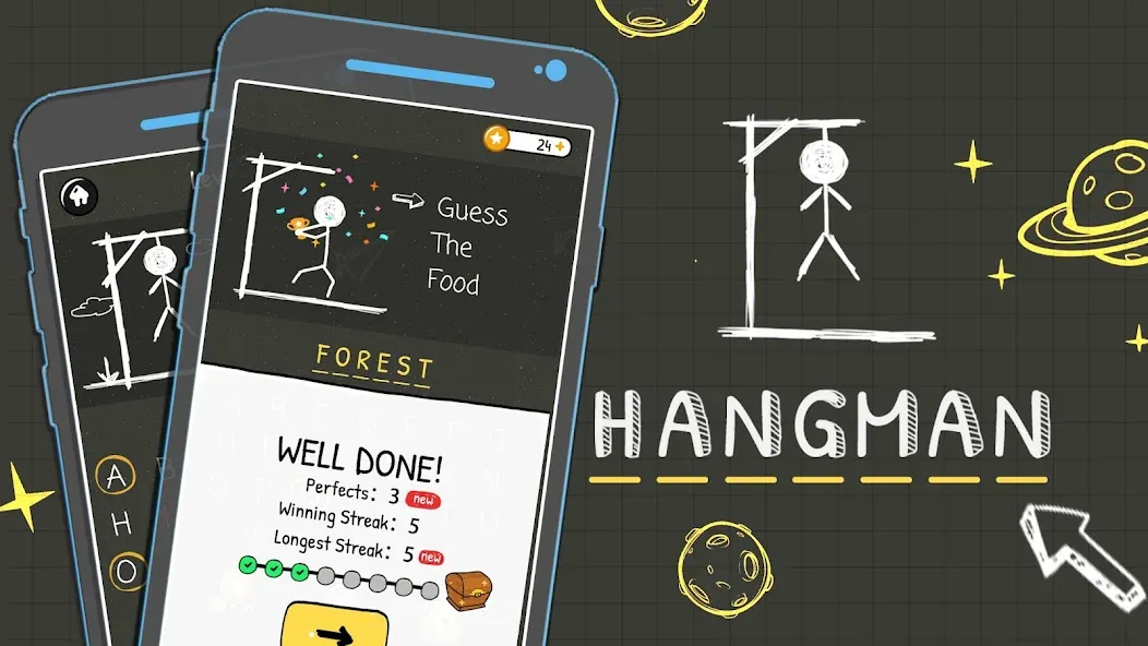 Взломанная Hangman Words:Two Player Games  [МОД Unlimited Money] — полная версия apk на Андроид screen 1