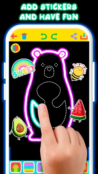 Взлом Drawing For Kids — Glow Draw  [МОД Unlocked] — стабильная версия apk на Андроид screen 2